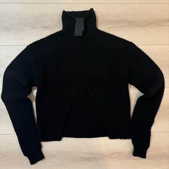 RtA Elsie Split Front Shaker Knit Turtleneck Sweater - Picture 4 of 4
